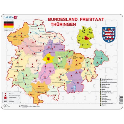  Larsen-K33-DE Rahmenpuzzle - Bundesland: Freistaat Thüringen