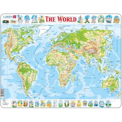 Larsen-K4-GB Rahmenpuzzle - Weltkarte (auf Englisch)