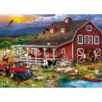 Puzzle  Master-Pieces-82132 Premium Collection - The Barnyard Crowd