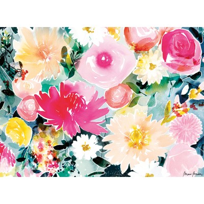 Puzzle  Nathan-00956 Dahlien und Rosen / Marie Boudon (Kollektion Carte blanche)