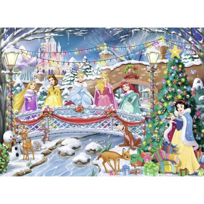 Puzzle Nathan-87151 Weihnachten mit den Disney Prinzessinnen