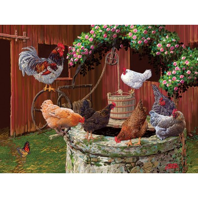 Puzzle  Cobble-Hill-48018 XXL Teile - The Chickens are Well