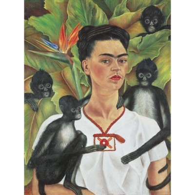 Puzzle  Piatnik-5509 Frida Kahlo - Selbstbildnis mit Affen