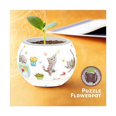 Pintoo-K1014 3D Puzzle - Flower Pot - Cat's Play Time