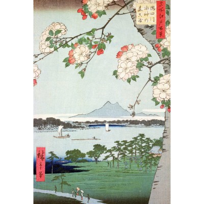 Puzzle-Michele-Wilson-A974-350 Puzzle aus handgefertigten Holzteilen - Hiroshige: Blühender Apfelbaum