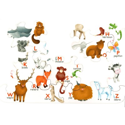Puzzle-Michele-Wilson-K306-12 Handgeschnittenes Holzpuzzle - The Animal Alphabet
