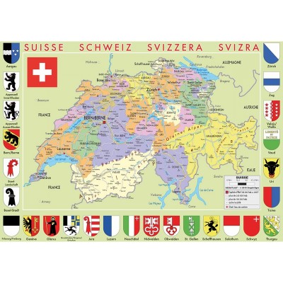 Puzzle-Michele-Wilson-K77-50 Puzzle aus handgefertigten Holzteilen - Schweiz Karte