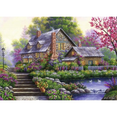 Puzzle Ravensburger-00464 Romantisches Cottage