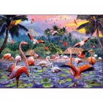 Puzzle  Ravensburger-00574 Rosa Flamingos