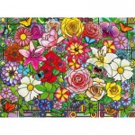  Ravensburger-01364 Wellness & Puzzle - Buntglasblumen