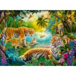 Puzzle  Ravensburger-01384 Tiger in der Oase