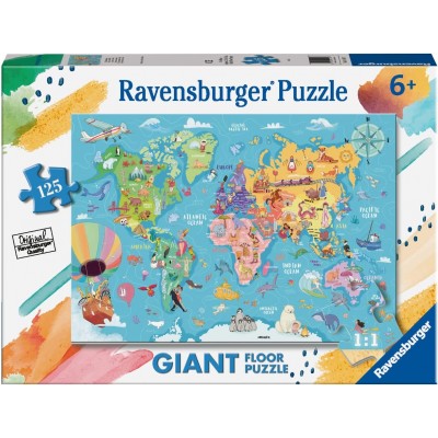  Ravensburger-03146 Riesen-Bodenpuzzle - XXL Teile - Weltkarte