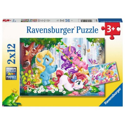 Ravensburger-05028 2 Puzzles - Magische Einhornwelt