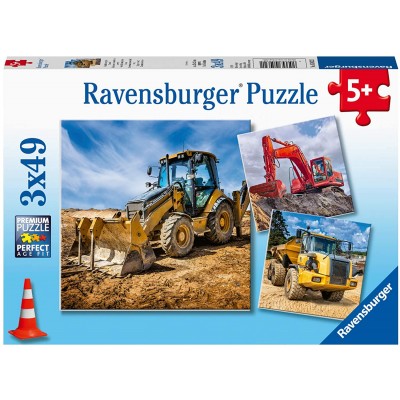  Ravensburger-05032 3 Puzzles - Baufahrzeuge im Einsatz