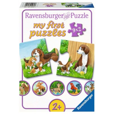  Ravensburger-05072 9 Puzzles - Tierfamilien auf dem Bauernhof