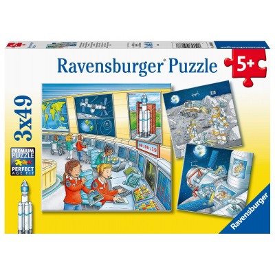  Ravensburger-05088 3 Puzzles - Auf Weltraummission mit Tom und Mia