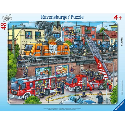  Ravensburger-05093 Frame Puzzle - Firefighters in Action