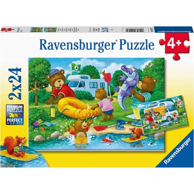  Ravensburger-05247 2 Puzzles - Familie Bär geht campen