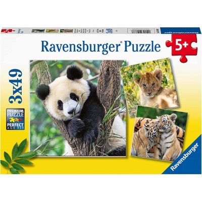  Ravensburger-05666 3 Puzzles - Panda, Tiger und Löwe
