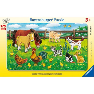  Ravensburger-06046 Rahmenpuzzle - Bauernhoftiere auf der Weide