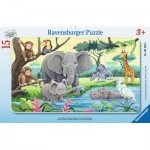  Ravensburger-06136 Rahmenpuzzle - Tiere Afrikas