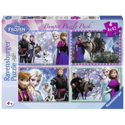 Ravensburger-07025 4 Puzzles - Frozen - Die Eiskönigin