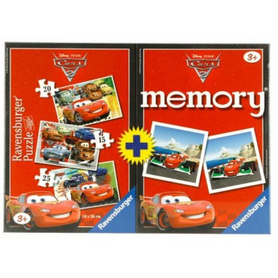 Ravensburger-07227 3 Puzzles + 1 Memory 48 Teile - Cars