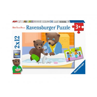 Ravensburger-07628 2 Puzzles - Der Kleine Braunbär