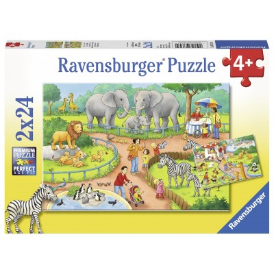  Ravensburger-07813 2 Puzzles - Ein Tag im Zoo