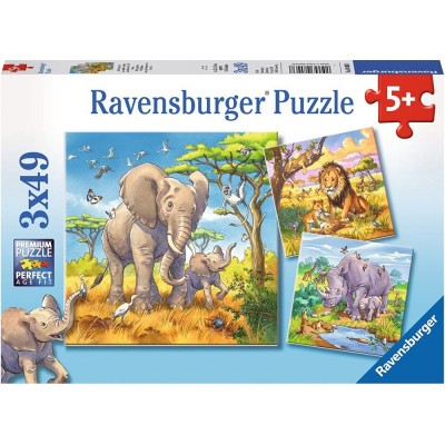 Ravensburger-08003 3 Puzzles - Wilde Giganten