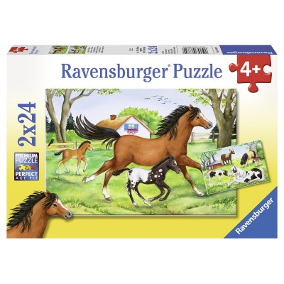  Ravensburger-08882 2 Puzzles - Welt der Pferde