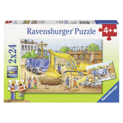 Ravensburger-08899 2 Puzzles - Auf der Baustelle