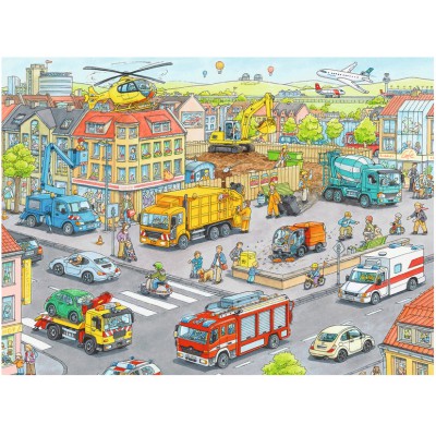 Puzzle  Ravensburger-10558 Fahrzeuge in der Stadt