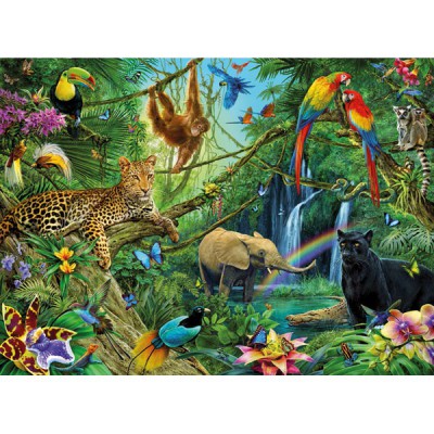 Puzzle  Ravensburger-12660 Tiere im Dschungel