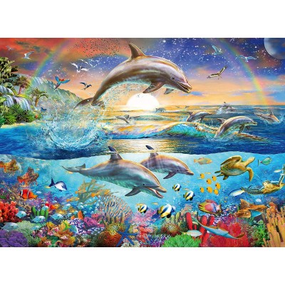 Puzzle  Ravensburger-12895 Dolphin Paradise
