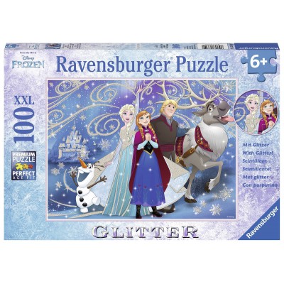 Puzzle  Ravensburger-13610 XXL Teile: Frozen - Die Eiskönigin, Glitzernder Schnee