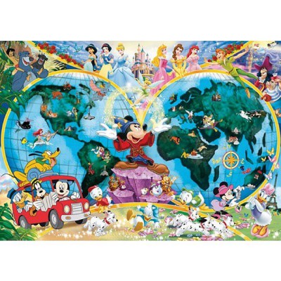 Puzzle Ravensburger-15785 Disneys Weltkarte