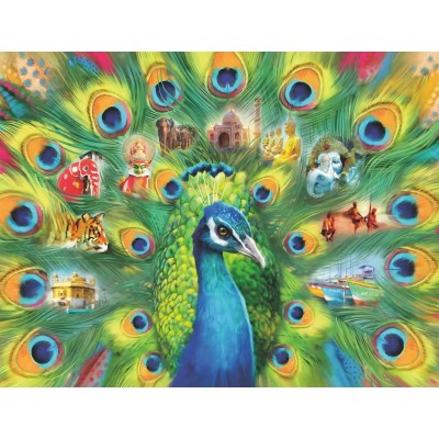 Puzzle  Ravensburger-16567 Land of the Peacock