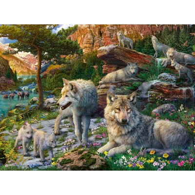Puzzle Ravensburger-16598 Wolves in the Spring
