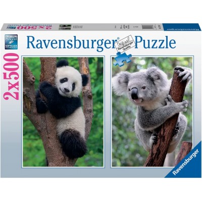 Ravensburger-17288 2 Puzzles - Panda und Koala