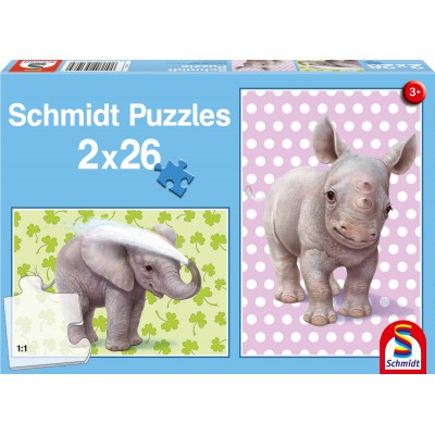 Schmidt-Spiele-56107 2 Puzzles: Zoo-Babys