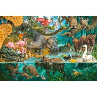 Puzzle Schmidt-Spiele-56306 Tierfamilien am Ufer