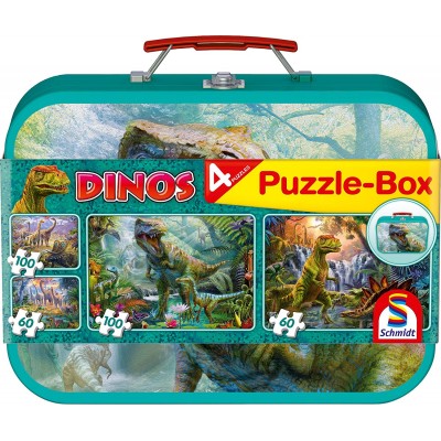Schmidt-Spiele-56495 4 Puzzles - Dinosaurier