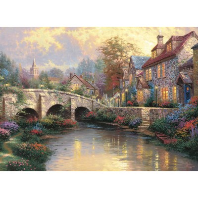 Puzzle  Schmidt-Spiele-57466 Thomas Kinkade - Bei der alten Brücke
