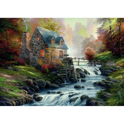 Puzzle  Schmidt-Spiele-57486 Thomas Kinkade: Bei der alten Mühle