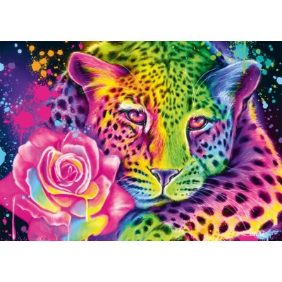 Puzzle  Schmidt-Spiele-58514 Neon-Regenbogen-Leopard