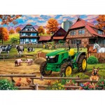 Puzzle  Schmidt-Spiele-58534 Der Bauernhof und sein Traktor John Deere 5050E