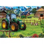 Puzzle  Schmidt-Spiele-58535 Ein John Deere 6120M Traktor auf der Alm