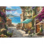 Puzzle  Schmidt-Spiele-59624 Thomas Kinkade - Café an der italienischen Riviera