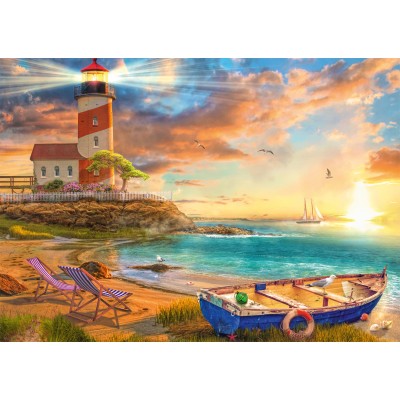 Puzzle  Schmidt-Spiele-59765 Sonnenuntergang über der Bucht des Leuchtturms